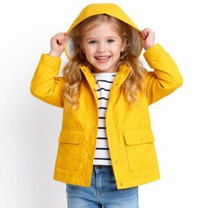 Old Navy Rain Jacket Kids 5T Yellow Hooded Waterproof Slicker Coat Kids Unisex